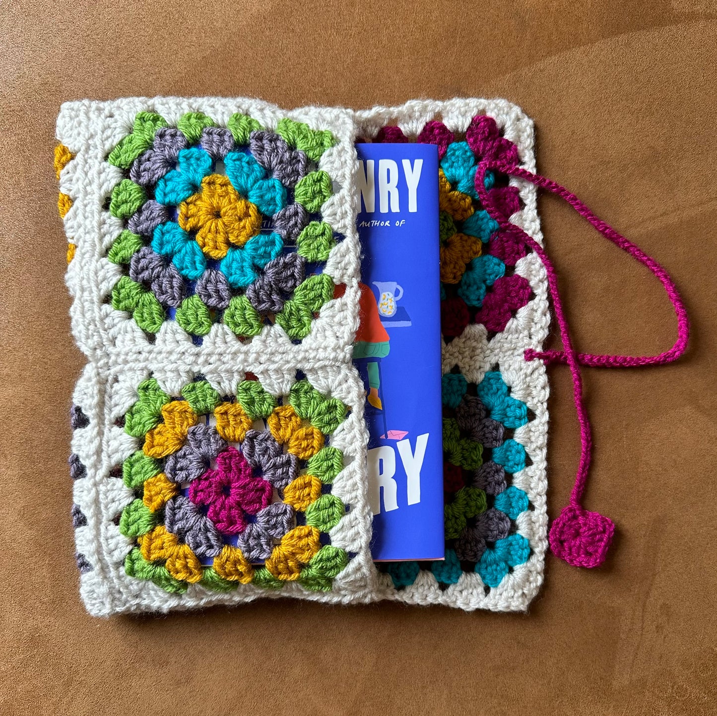 Granny Square Crochet Book Sleeve-Large