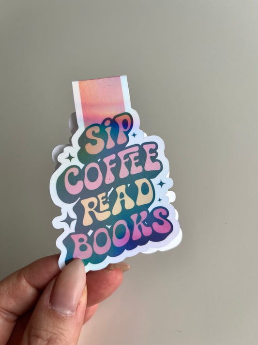 Sip Coffee Read Books-Magnetic Bookmark