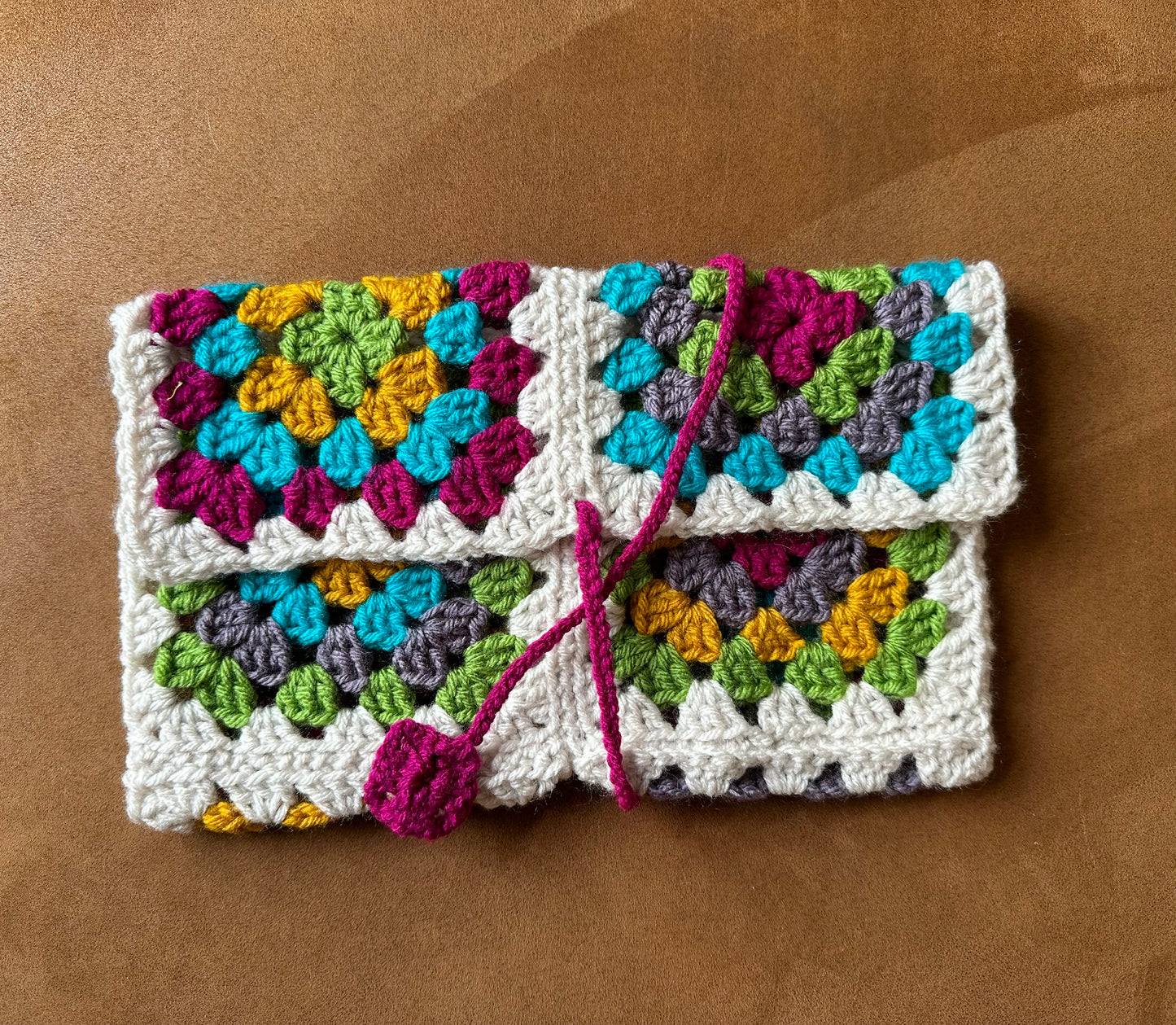 Granny Square Crochet Book Sleeve-Large