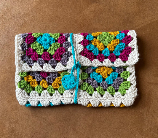 Granny Square Crochet Book Sleeve-Large