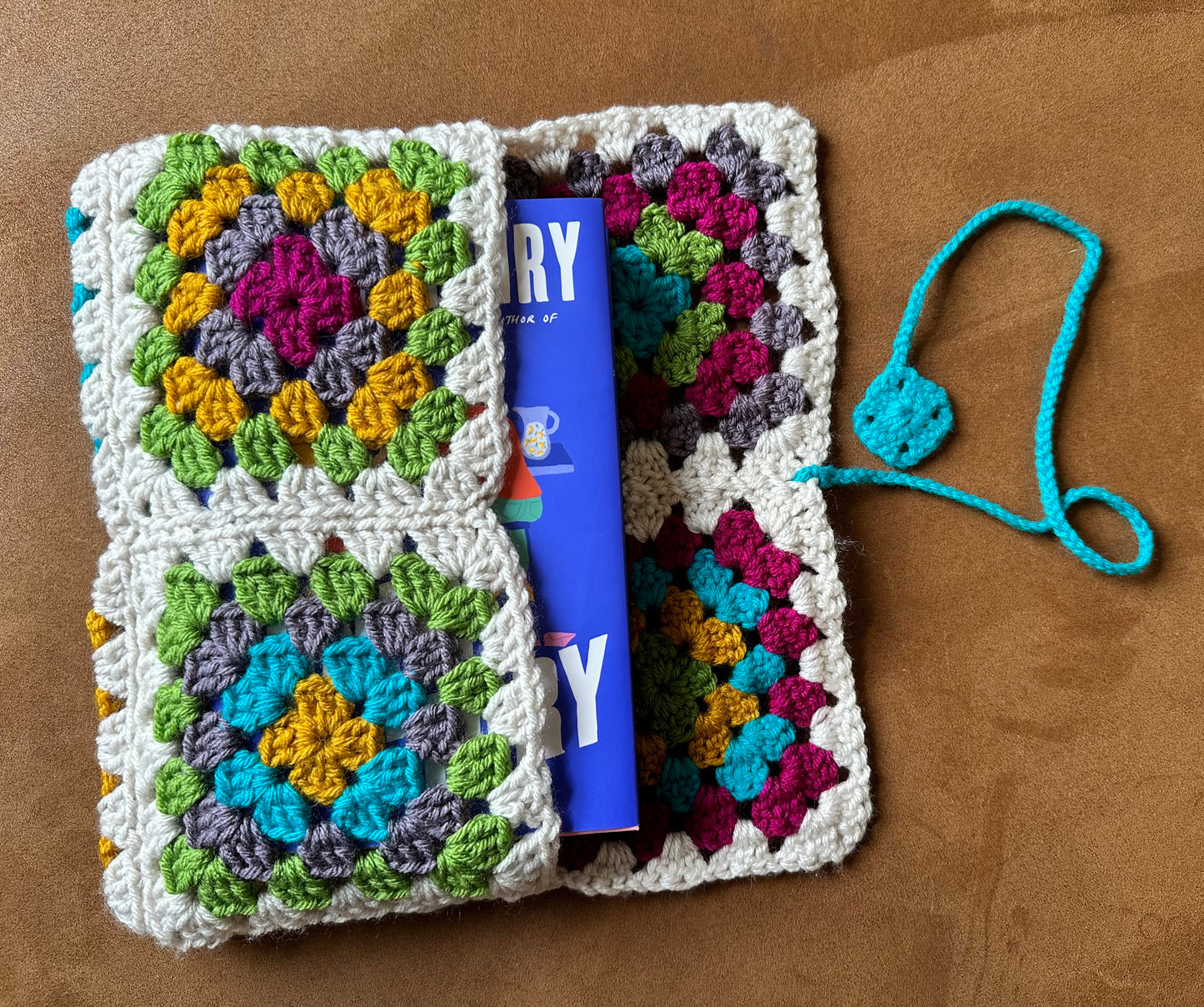 Granny Square Crochet Book Sleeve-Large