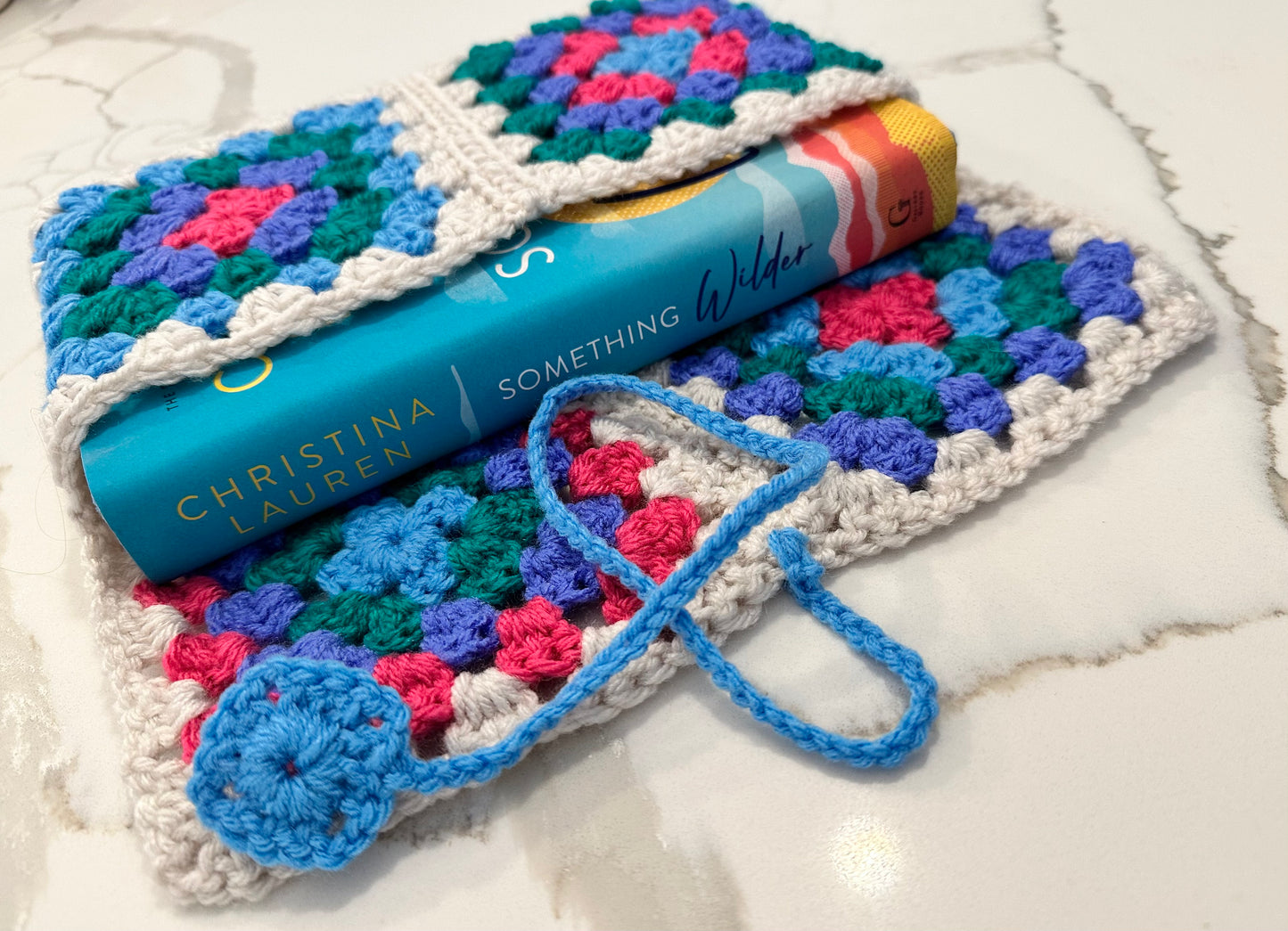 Granny Square Crochet Book Sleeve-Large