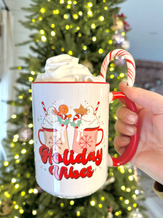 Holiday Vibes Contrast Red Mug