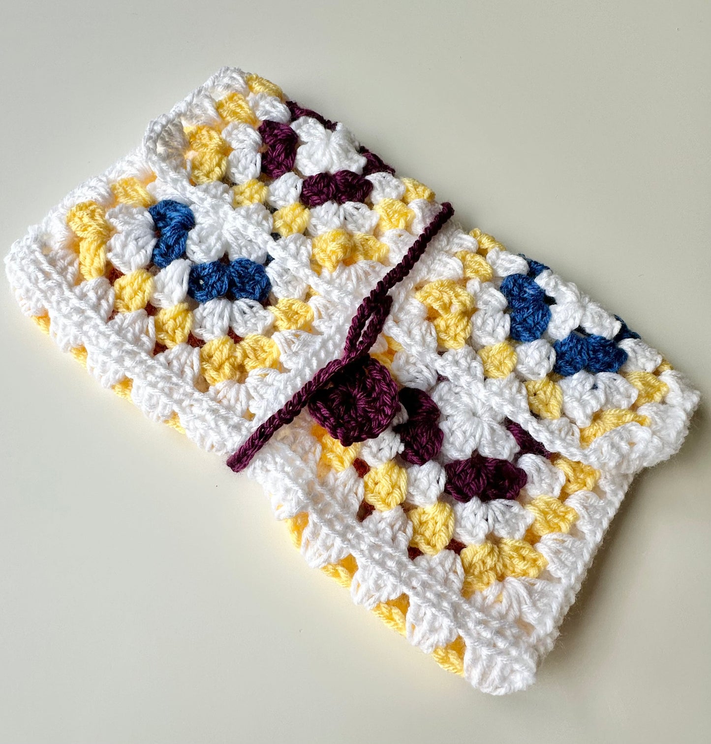 Granny Square Crochet Book Sleeve-Large