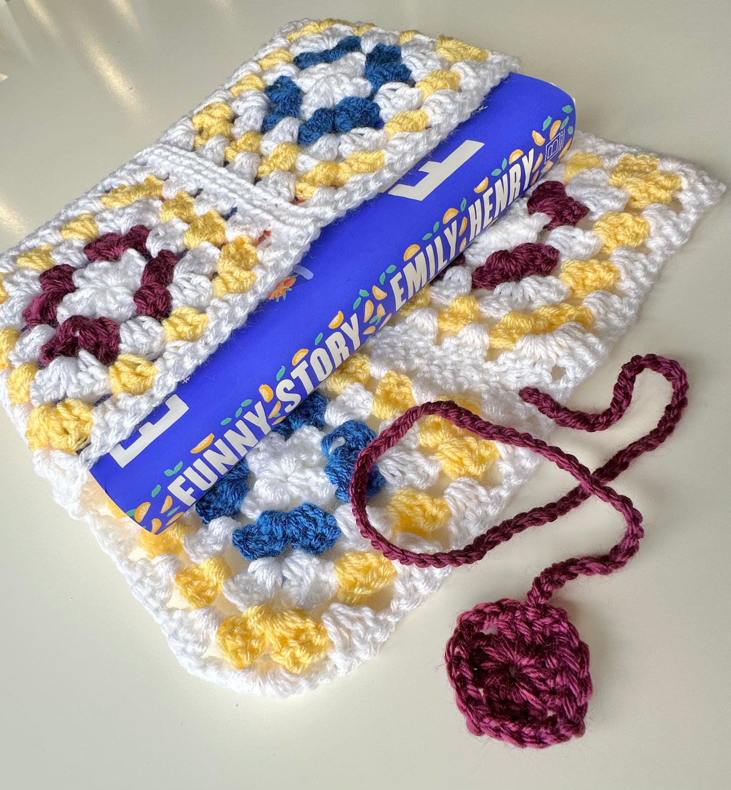 Granny Square Crochet Book Sleeve-Large