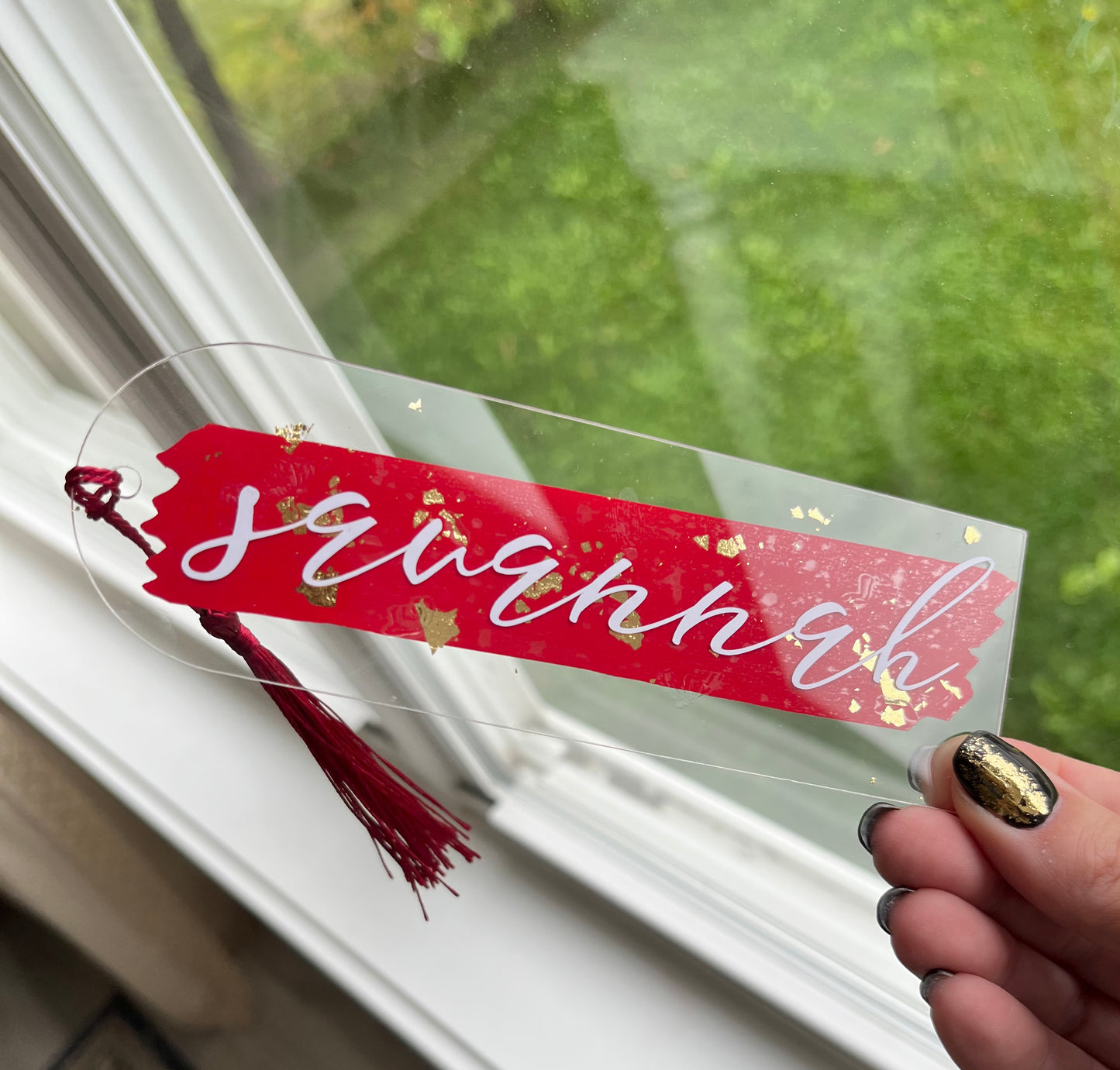 Personalized Gold Flake Acrylic Bookmark