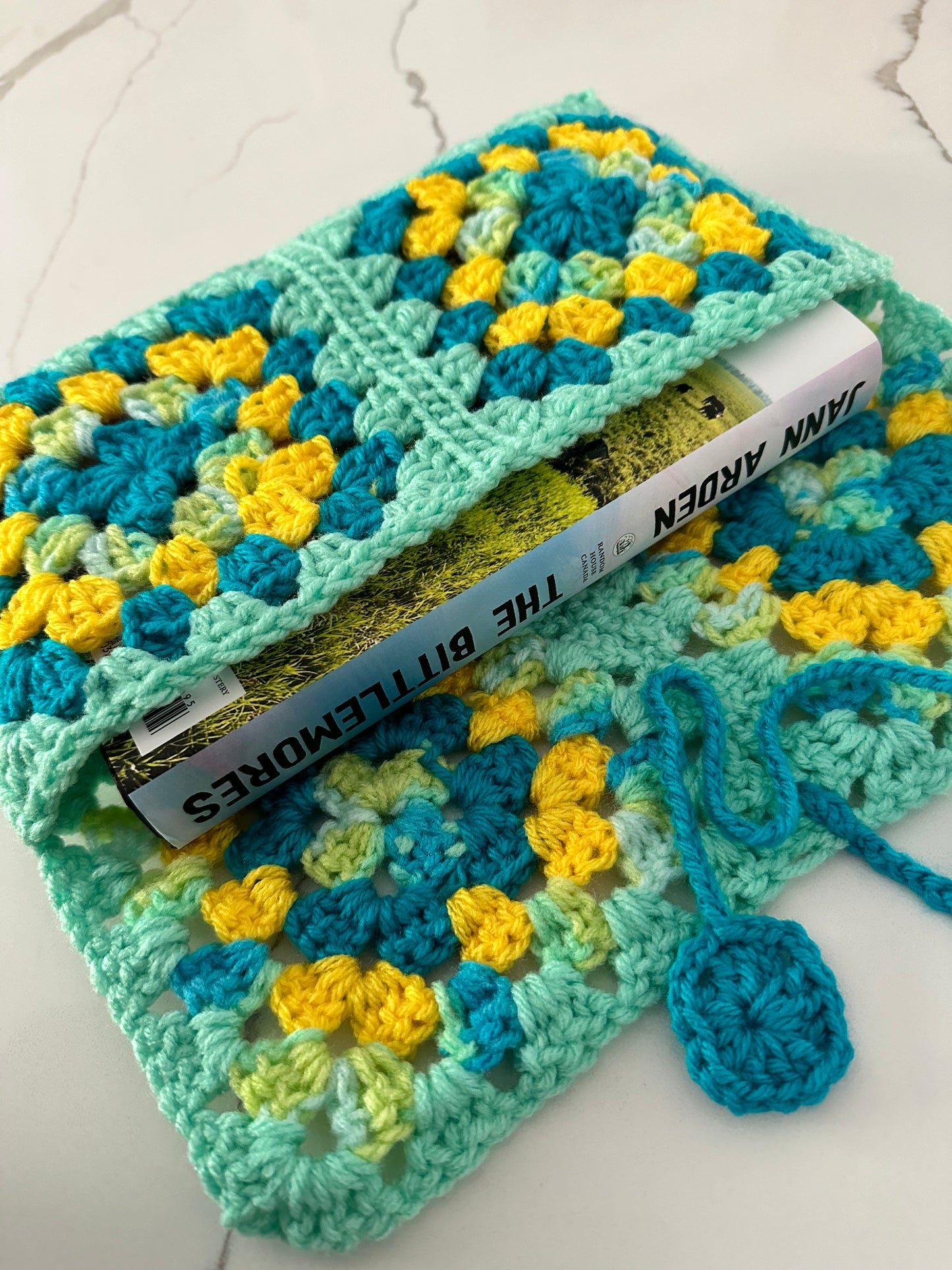 Granny Square Crochet Book Sleeve-Large