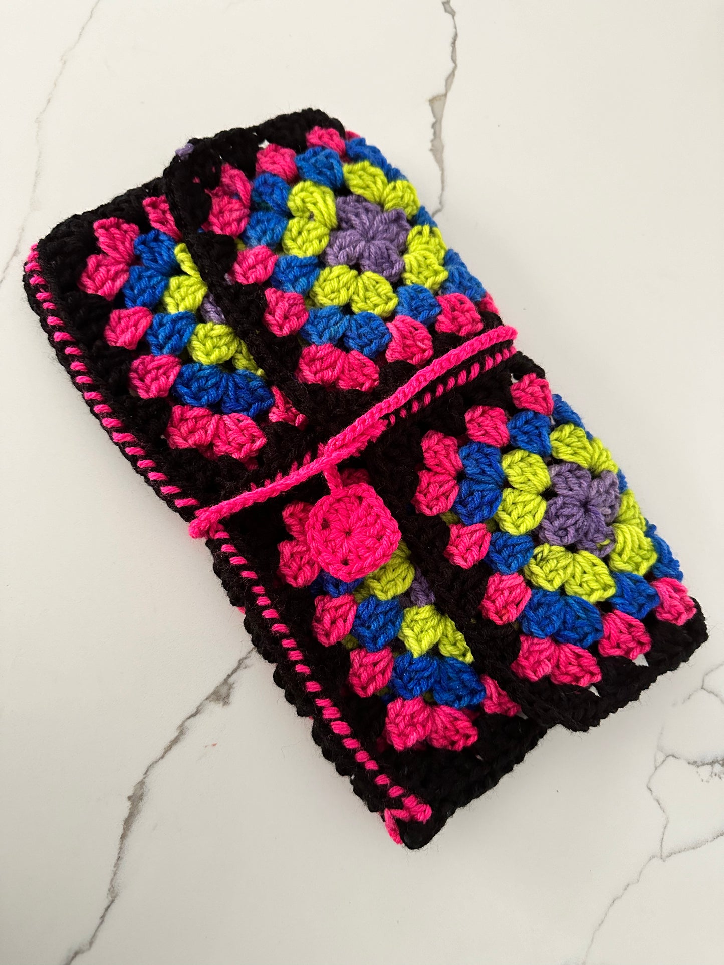 Granny Square Crochet Book Sleeve-Large