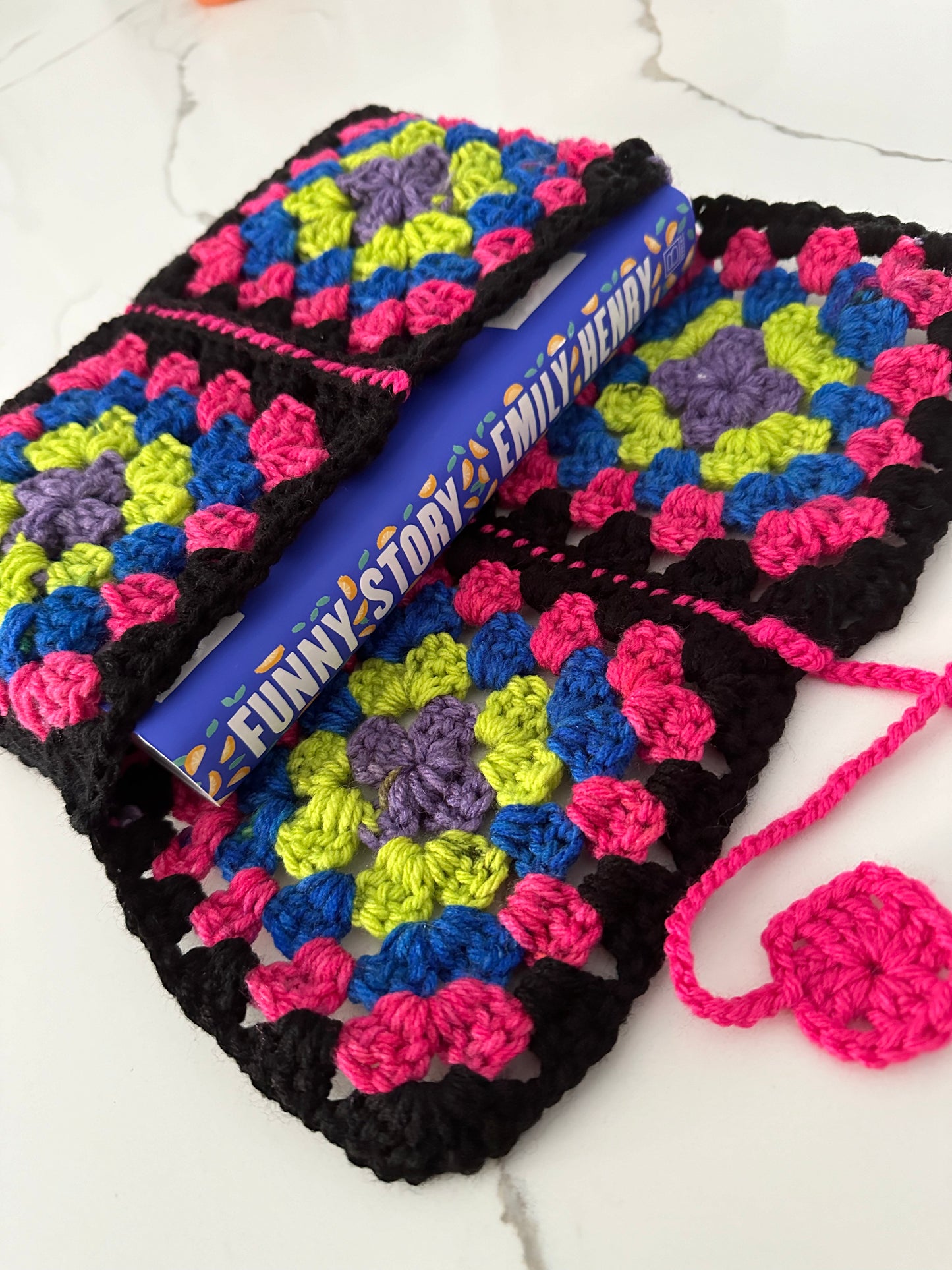 Granny Square Crochet Book Sleeve-Large