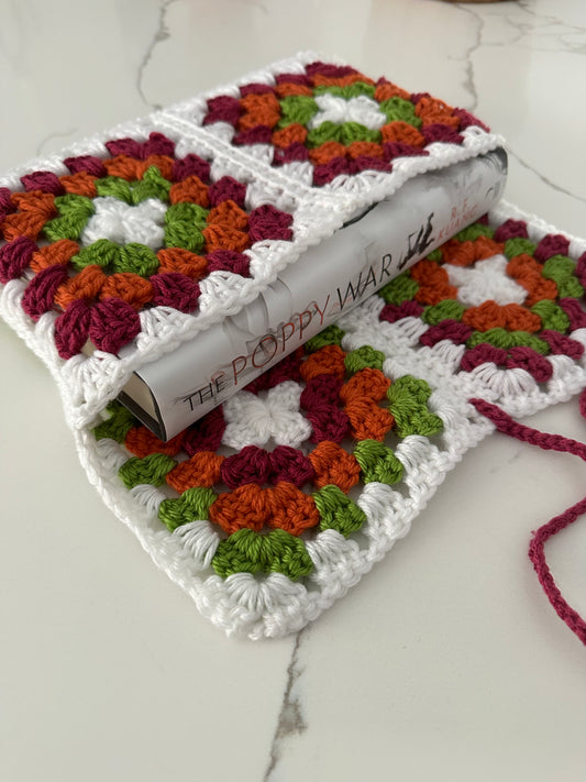 Granny Square Crochet Book Sleeve-Large