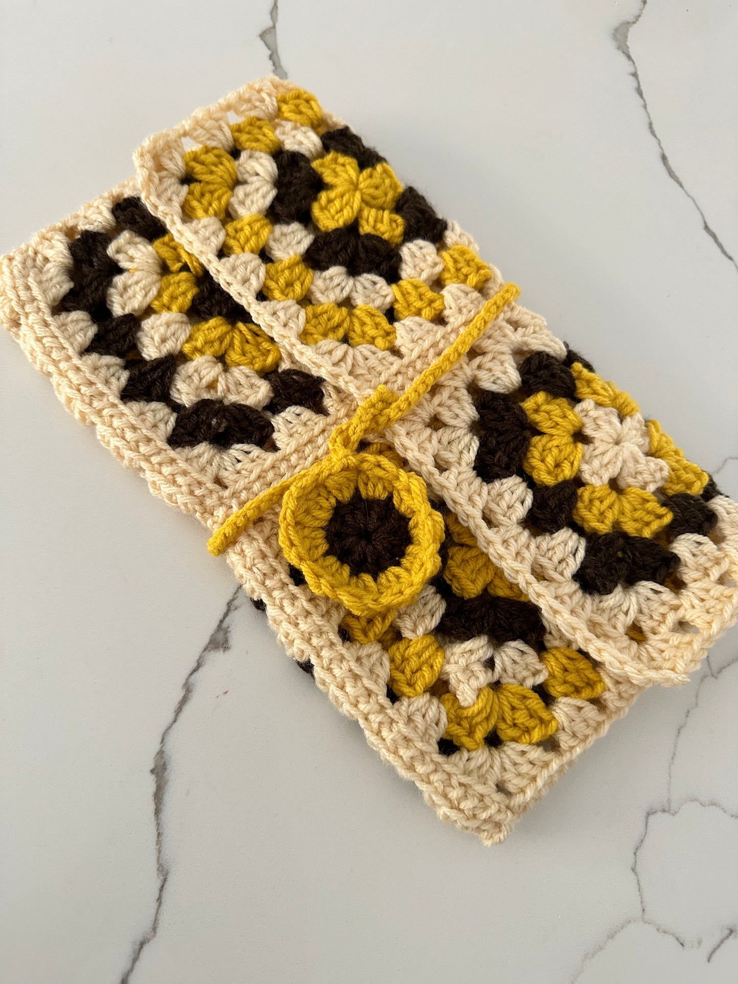 Granny Square Crochet Book Sleeve-Large