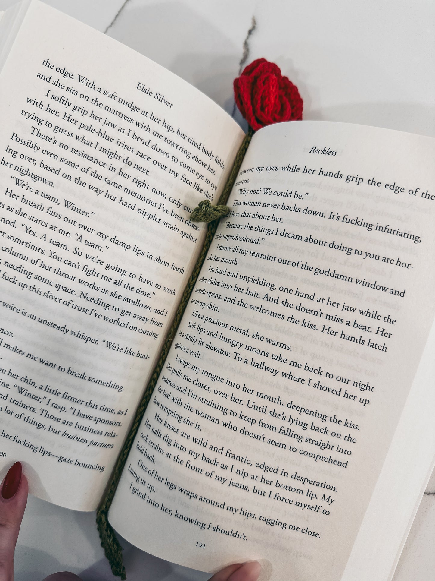 Long Stem Crochet Rose Bookmark