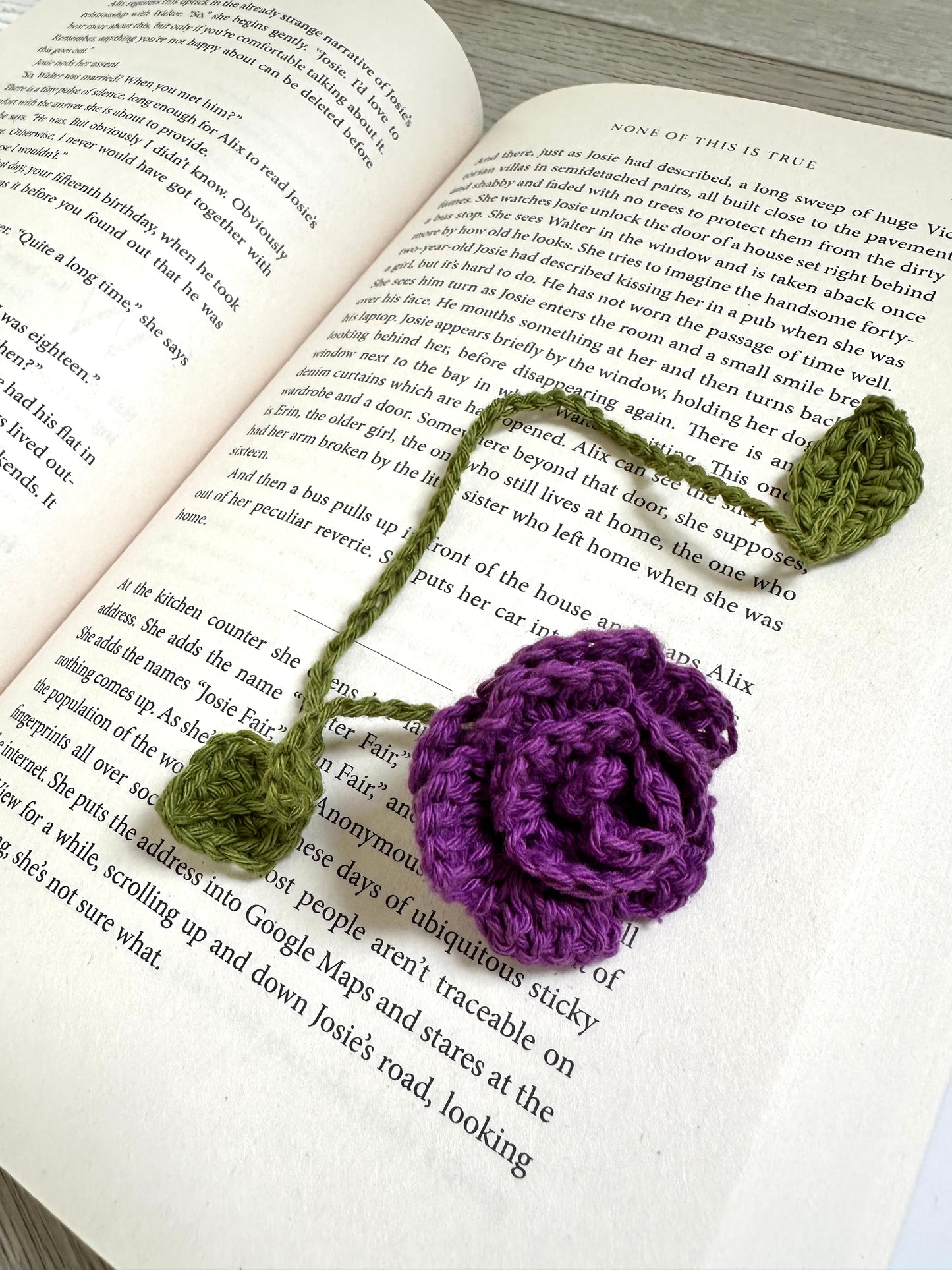 Long Stem Crochet Rose Bookmark