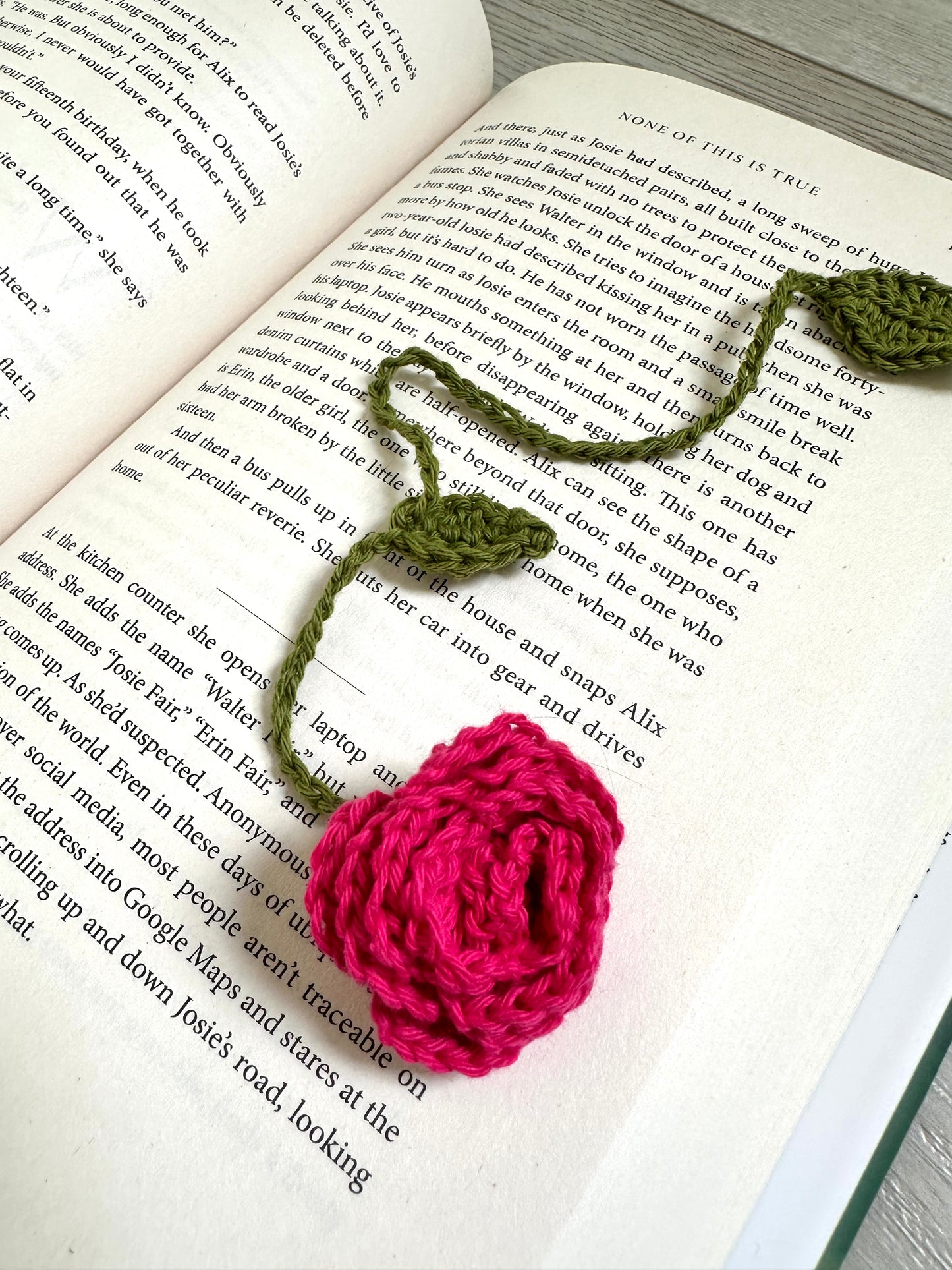 Long Stem Crochet Rose Bookmark