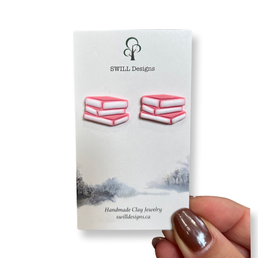 Book Stacks Clay Earrings