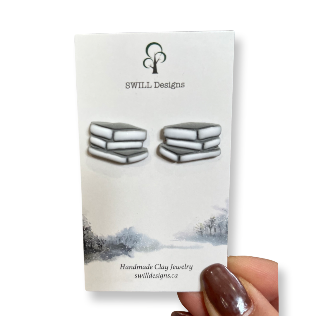 Book Stacks Clay Earrings