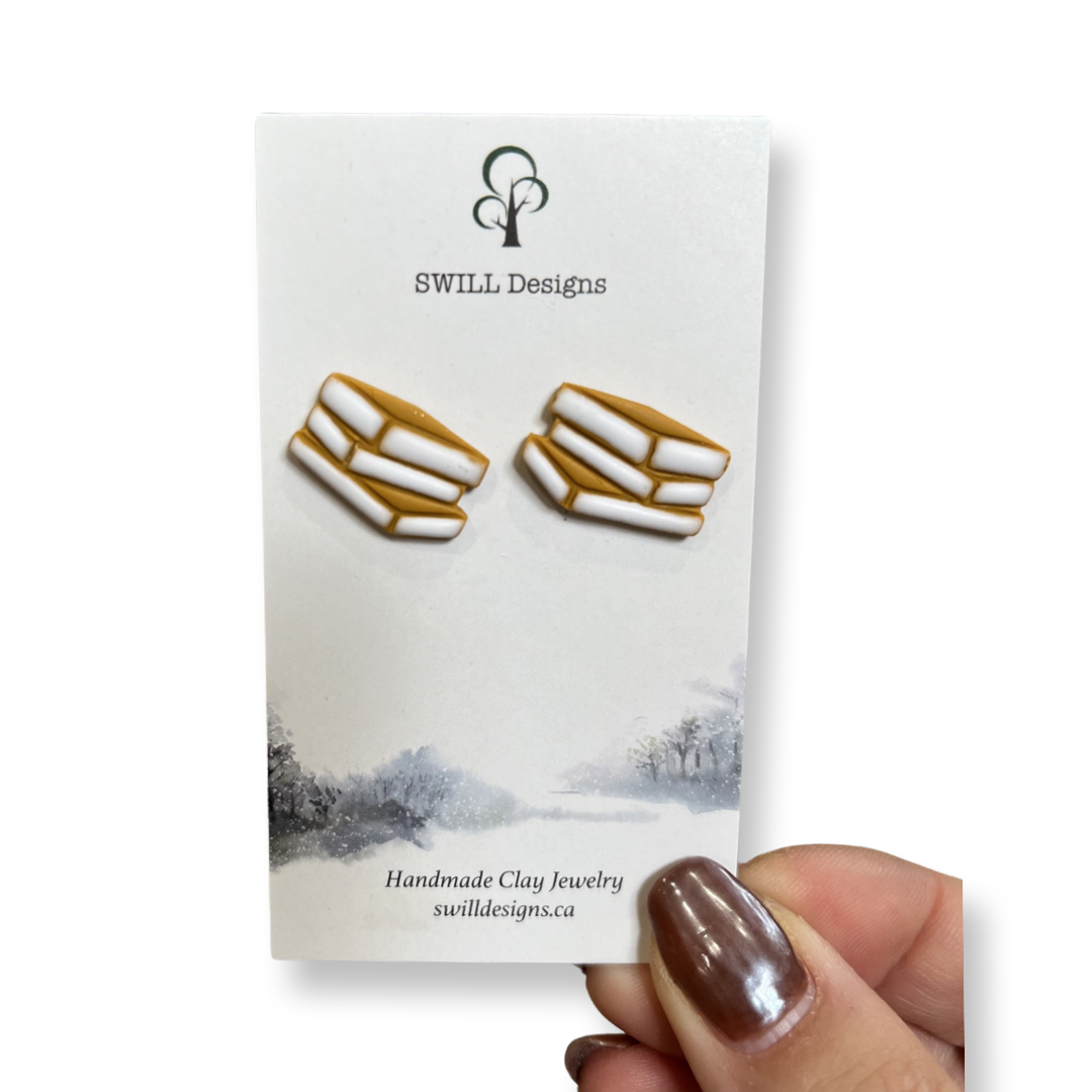 Book Stacks Clay Earrings