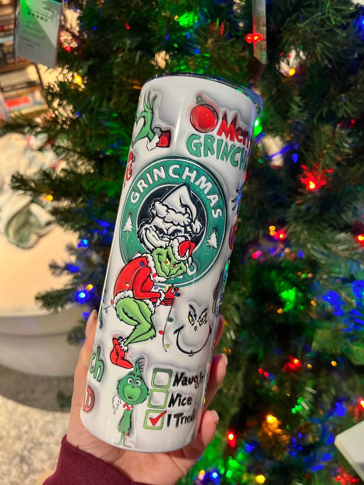 Grinchmas 3D Inflated Print- Skinny Tumbler 20oz.