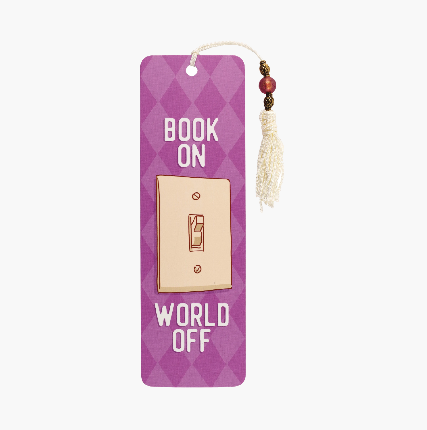 Book On / World Off Beaded Bookmark