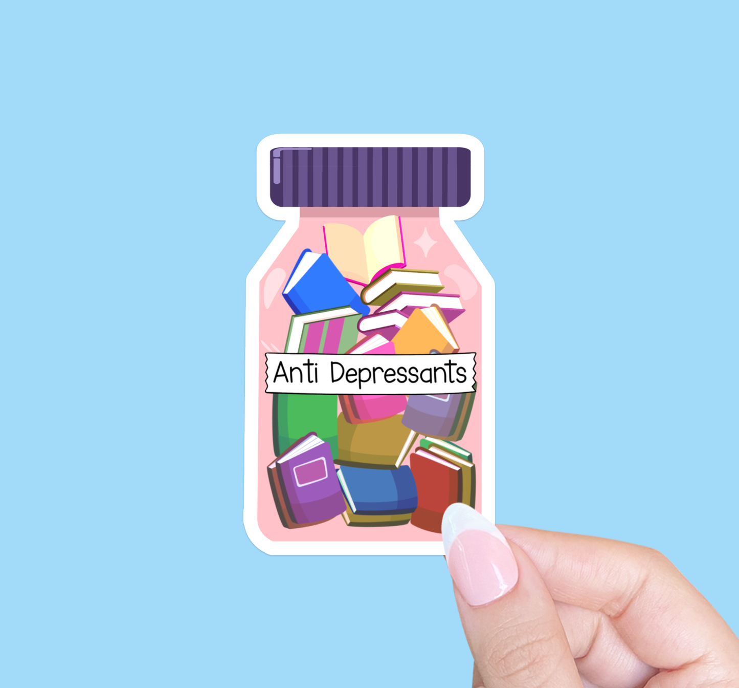 Books antidepressant sticker, Reader sticker, Kindle sticker