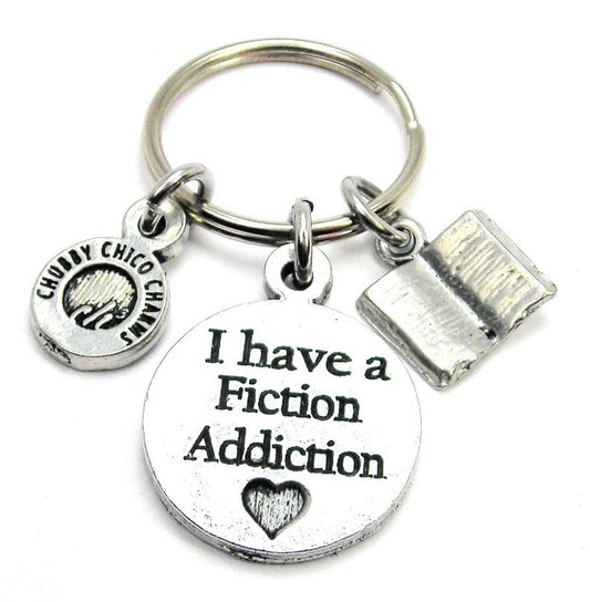 I Have a Fiction Addiction With Open Book Key Chain