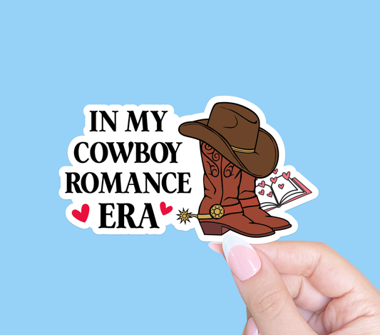 In my cowboy romance era, Kindle sticker, Laptop sticker