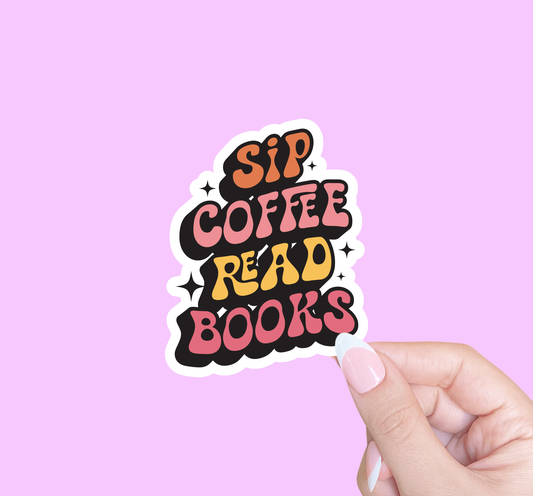 Bookish sticker, Kindle sticker, Sip coffee read books